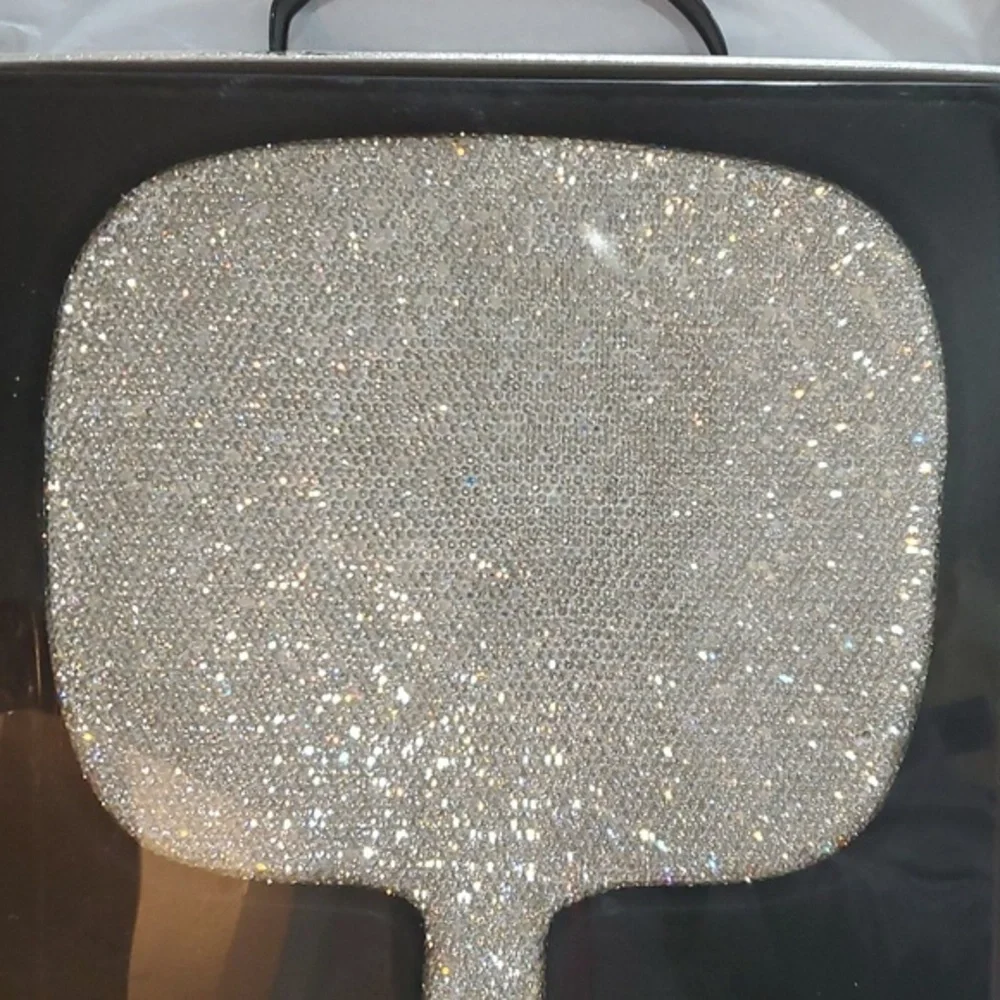 5X magnification Glitz Glam blinged crystal rhinestone hefty handheld mirror new
